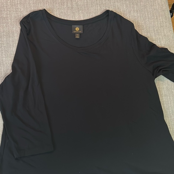Ladies petite XL black 3/4 length top - Picture 1 of 4